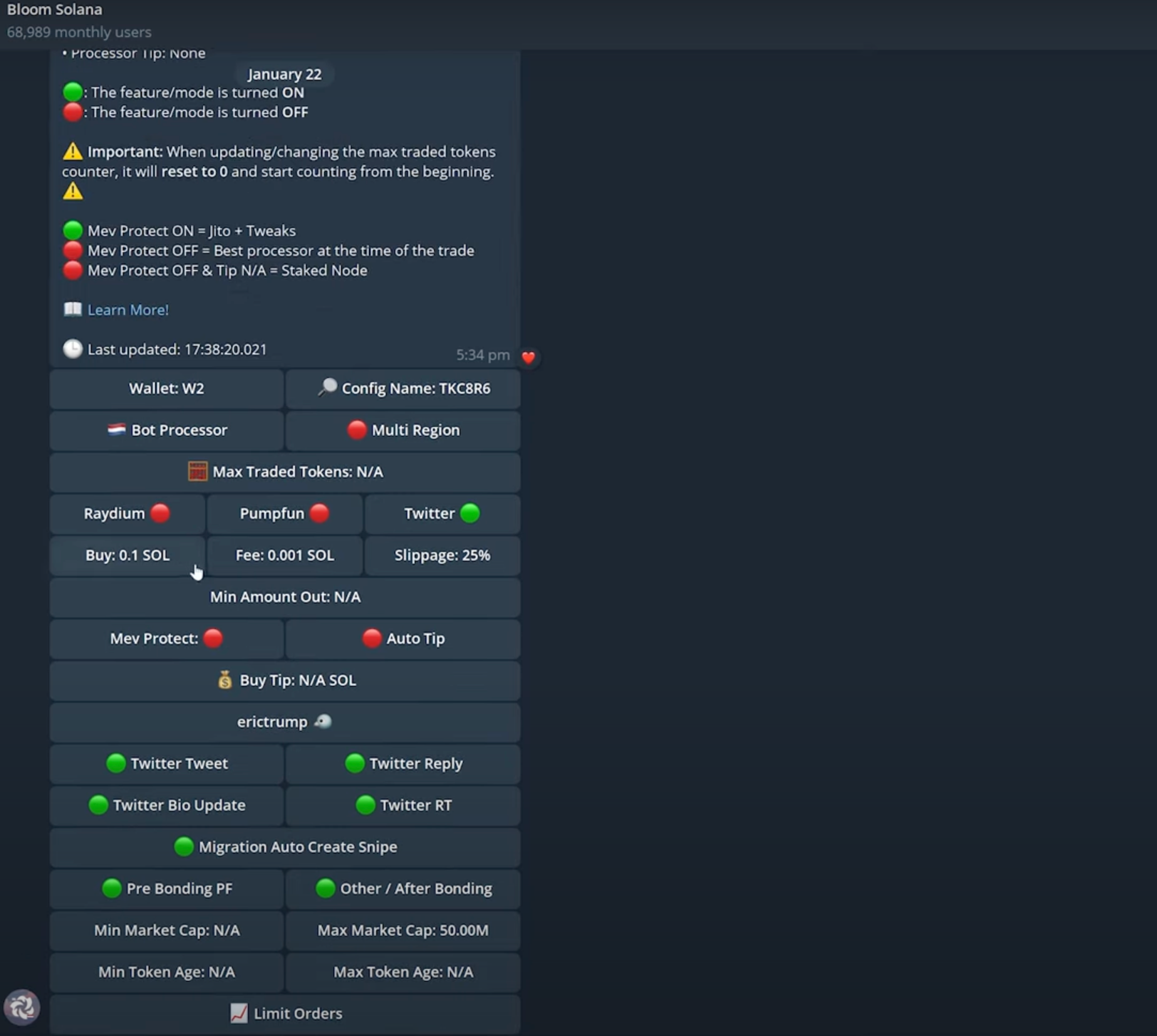 BloomBot telegram bot interface