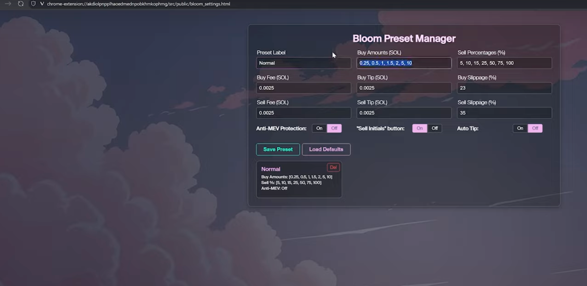 Bloom Bot preset manager