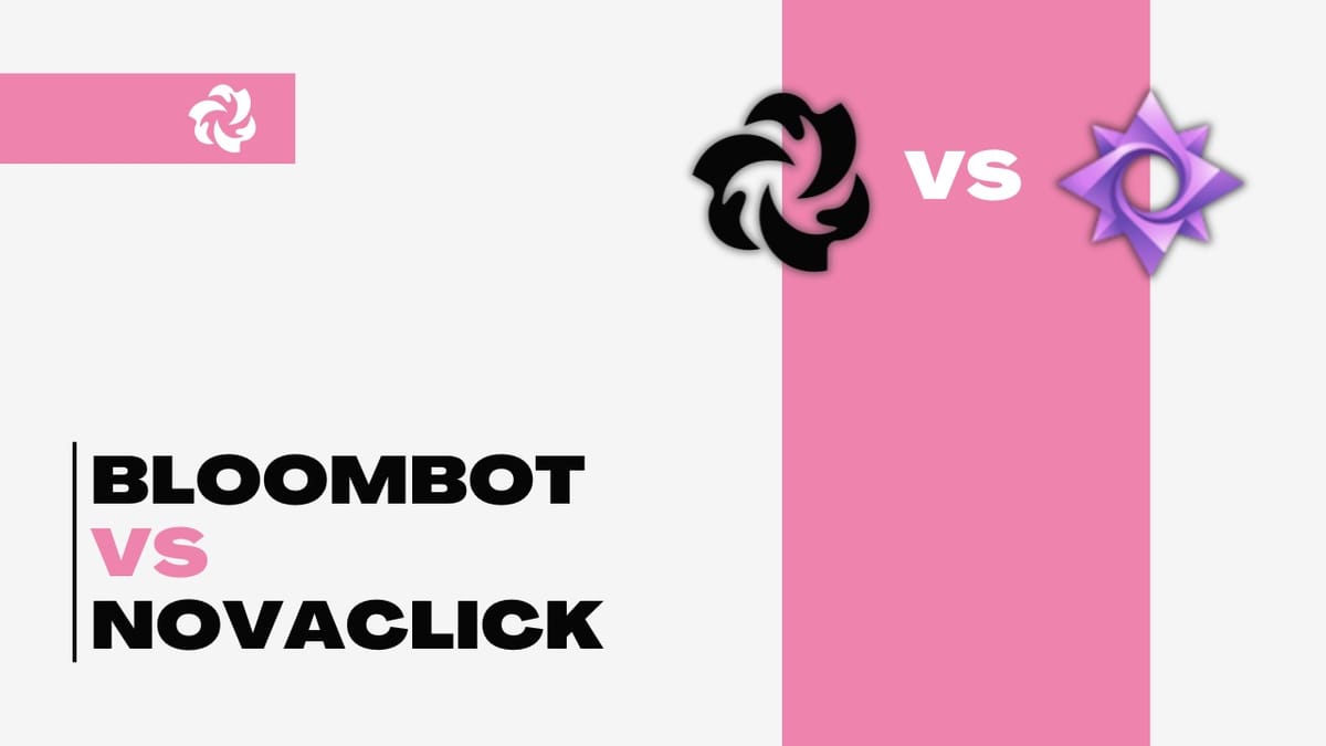 thumbnail for "BloomBot Trading Bot vs NovaClick" with their respective logos