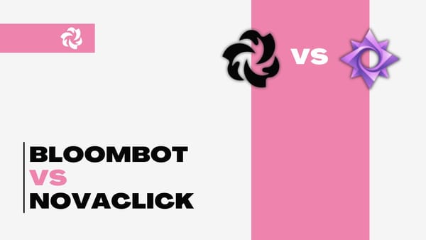 thumbnail for "BloomBot Trading Bot vs NovaClick" with their respective logos